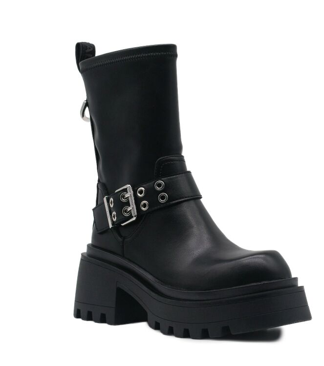 Buffalo Buffalo dames enkelboots plateau zwart Vegan Nappa Black Buffalo Dames Platform Enkellaarzen in Zwart online kopen