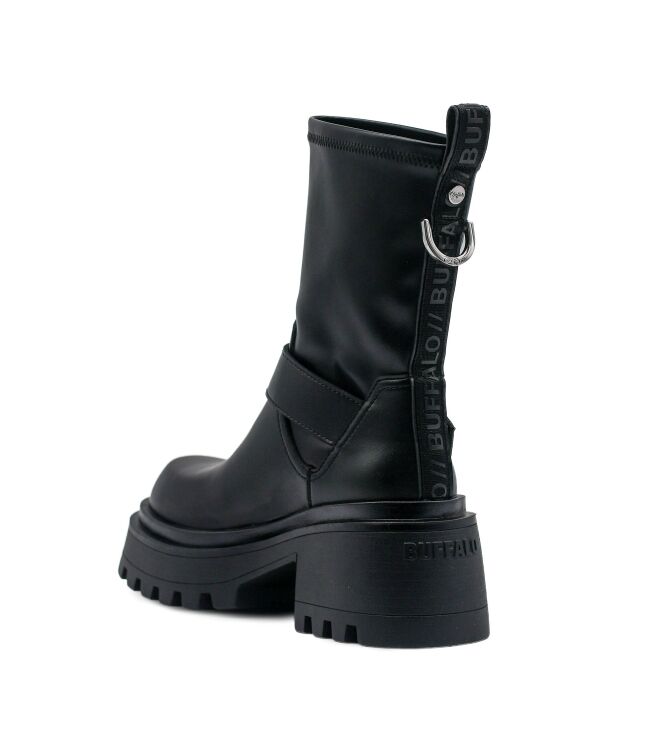 Buffalo Buffalo dames enkelboots plateau zwart Vegan Nappa Black Buffalo Dames Platform Enkellaarzen in Zwart online kopen