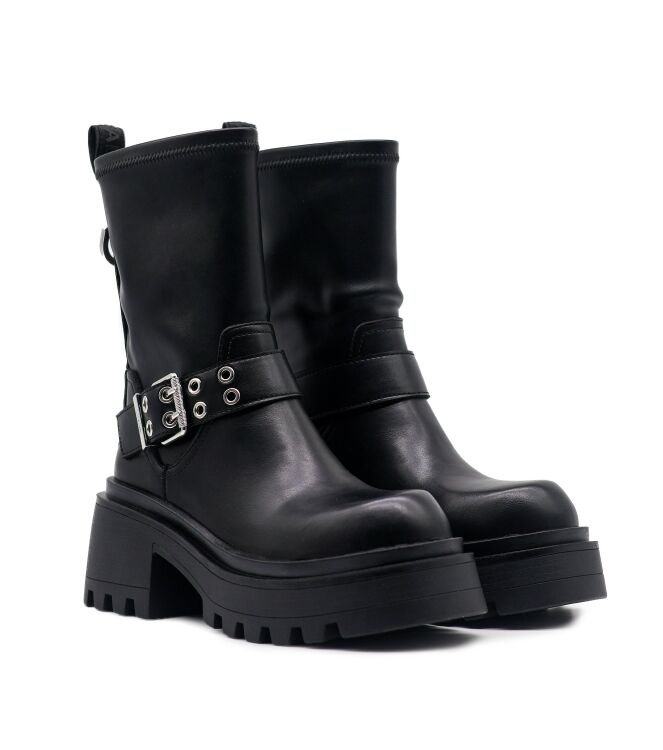 Buffalo Buffalo dames enkelboots plateau zwart Vegan Nappa Black Buffalo Dames Platform Enkellaarzen in Zwart online kopen