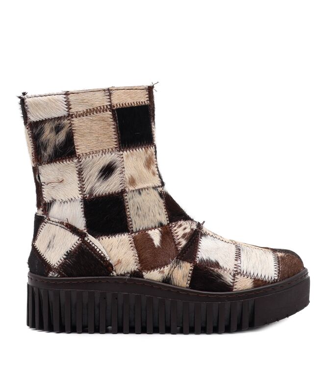 Art Art dames enkelboots plateau bruin Patchwork Multi Texas Art Dames Platform Enkellaarzen in Bruin online kopen