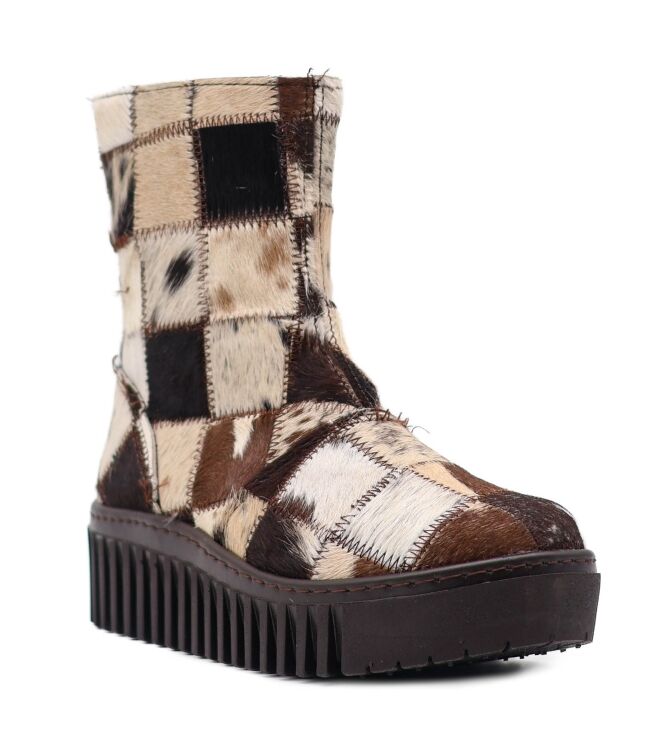 Art Art dames enkelboots plateau bruin Patchwork Multi Texas Art Dames Platform Enkellaarzen in Bruin online kopen