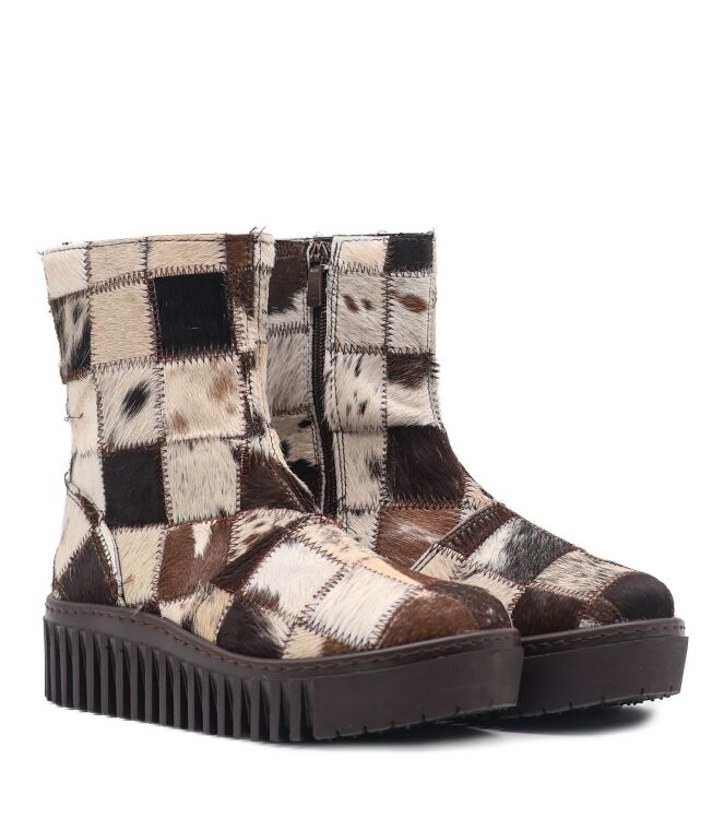 Art Art dames enkelboots plateau bruin Patchwork Multi Texas Art Dames Platform Enkellaarzen in Bruin online kopen
