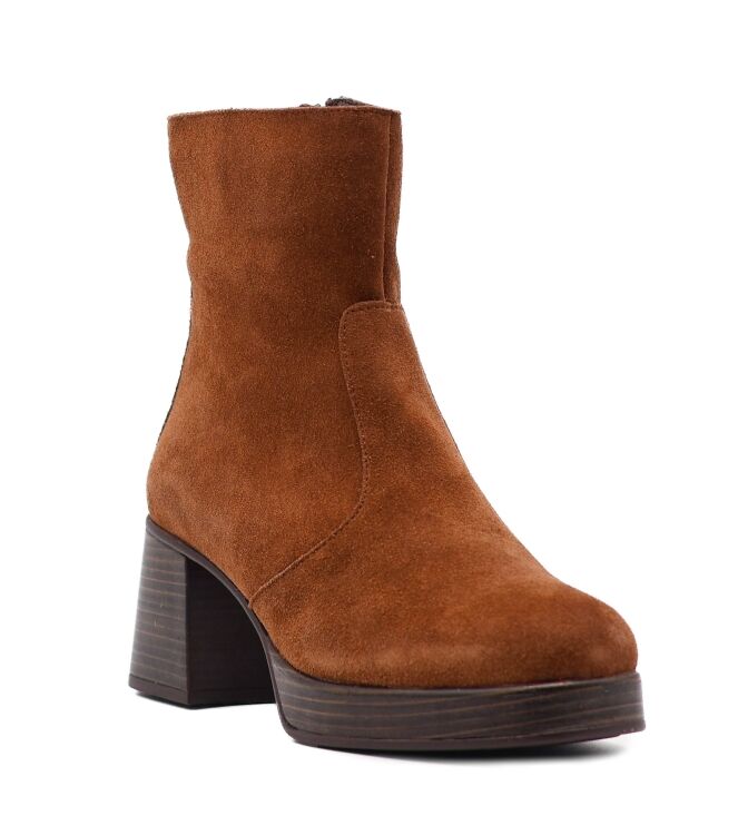 BTMR BTMR dames enkellaarsje plateau bruin Marron BTMR Dames Platform Enkellaarzen in Bruin online kopen