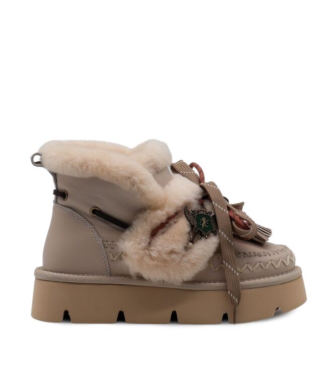 NAN-KU Couture NAN-KU Couture dames enkelboots gevoerd roze White Rose Nan-Ku Couture Dames Platform Enkellaarzen in Beige online kopen