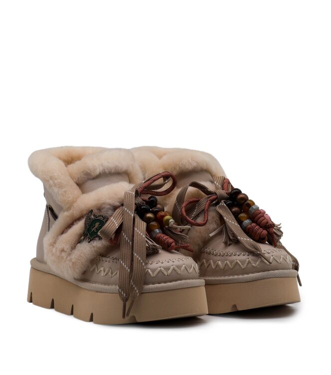 NAN-KU Couture NAN-KU Couture dames enkelboots gevoerd roze White Rose Nan-Ku Couture Dames Platform Enkellaarzen in Beige online kopen