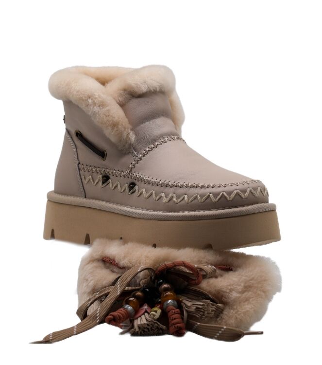 NAN-KU Couture NAN-KU Couture dames enkelboots gevoerd roze White Rose Nan-Ku Couture Dames Platform Enkellaarzen in Beige online kopen