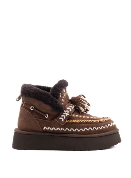 Nan-ku couture Dames enkelboots gevoerd bruin