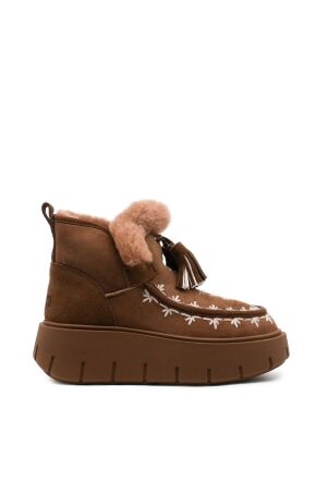 NAN-KU Couture dames enkelboots gevoerd bruin