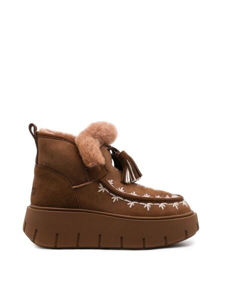 Nan-ku couture Dames enkelboots gevoerd bruin