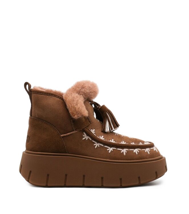 NAN-KU Couture NAN-KU Couture dames enkelboots gevoerd bruin Taupe Nan-Ku Couture Dames Platform Enkellaarzen in Bruin online kopen