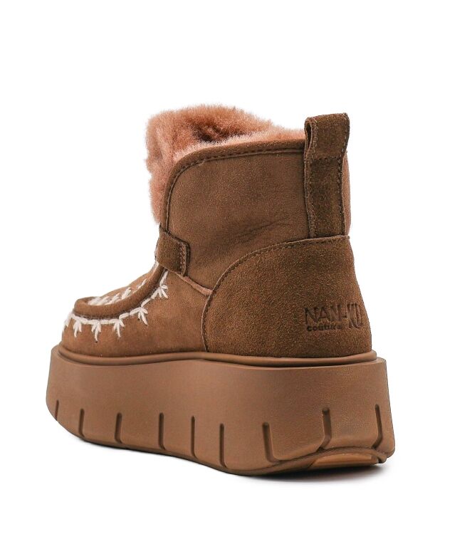 NAN-KU Couture NAN-KU Couture dames enkelboots gevoerd bruin Taupe Nan-Ku Couture Dames Platform Enkellaarzen in Bruin online kopen