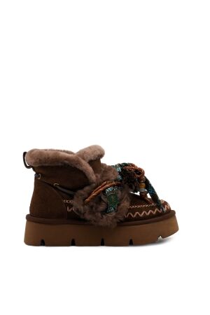 NAN-KU Couture dames enkelboots gevoerd bruin