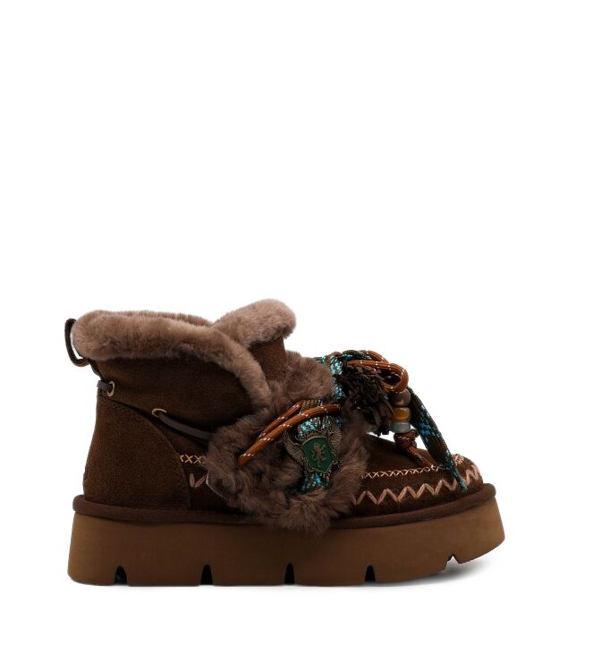 NAN-KU Couture NAN-KU Couture dames enkelboots gevoerd bruin Fango Nan-Ku Couture Dames Platform Enkellaarzen in Bruin online kopen
