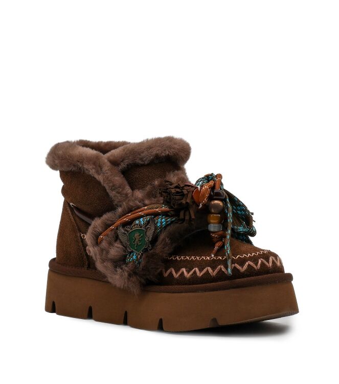 NAN-KU Couture NAN-KU Couture dames enkelboots gevoerd bruin Fango Nan-Ku Couture Dames Platform Enkellaarzen in Bruin online kopen