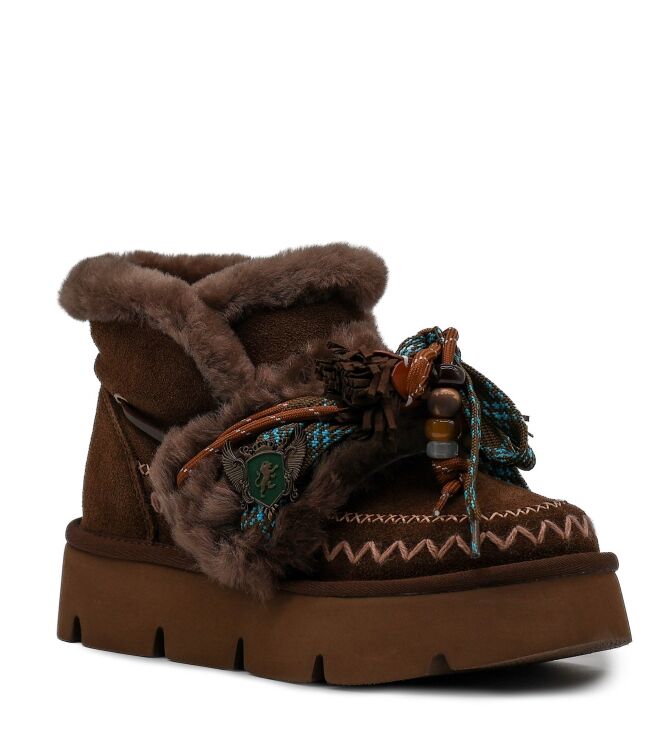 NAN-KU Couture NAN-KU Couture dames enkelboots gevoerd bruin Fango Nan-Ku Couture Dames Platform Enkellaarzen in Bruin online kopen