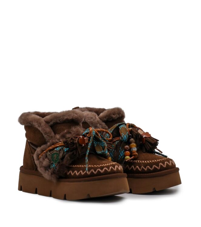 NAN-KU Couture NAN-KU Couture dames enkelboots gevoerd bruin Fango Nan-Ku Couture Dames Platform Enkellaarzen in Bruin online kopen