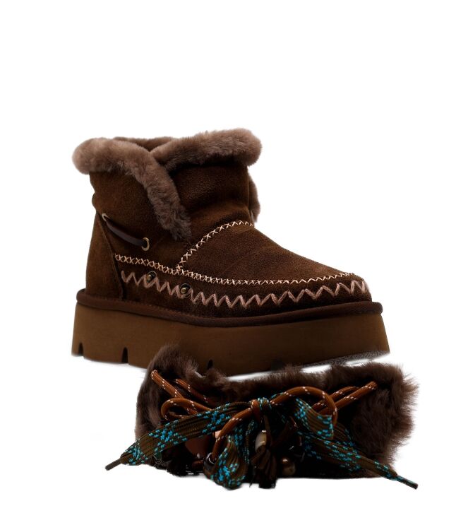 NAN-KU Couture NAN-KU Couture dames enkelboots gevoerd bruin Fango Nan-Ku Couture Dames Platform Enkellaarzen in Bruin online kopen