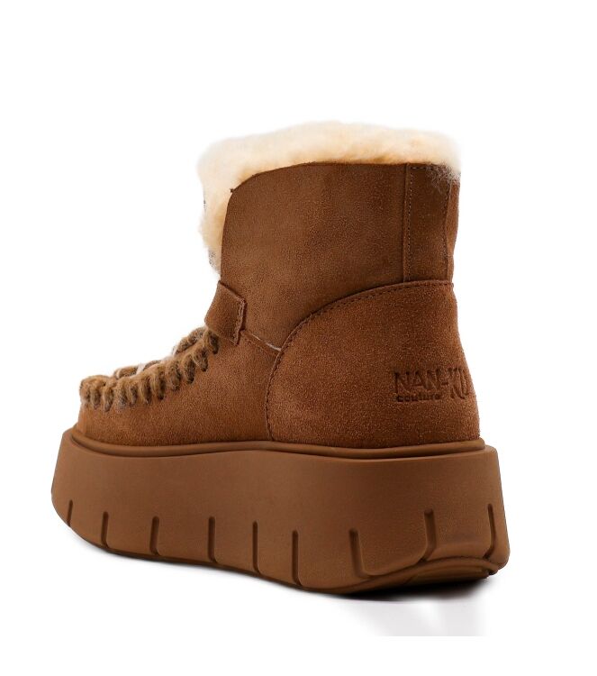 NAN-KU Couture NAN-KU Couture dames enkelboots gevoerd camel Camel Nan-Ku Couture Dames Platform Enkellaarzen in Naturel online kopen