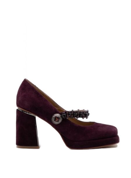 Alma en pena Dames pumps plateau paars suede