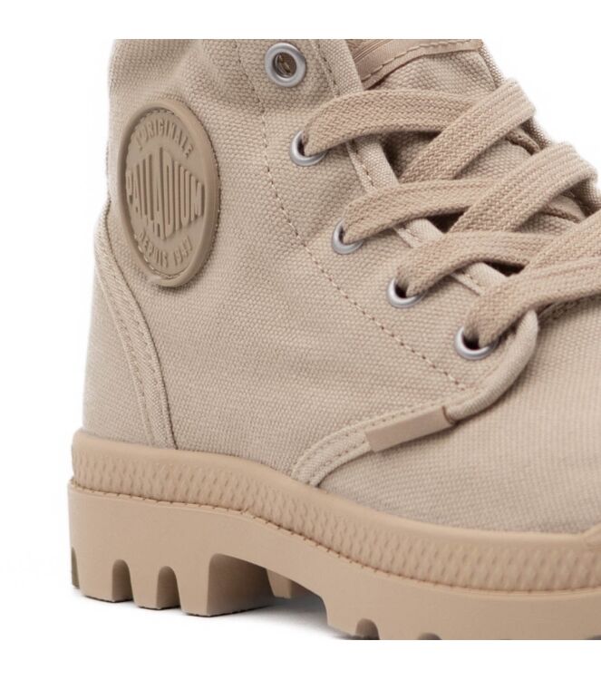 Palladium Palladium halfhoge dames veterschoen beige Pilat Palladium Dames Hoge Veterschoenen in Beige online kopen