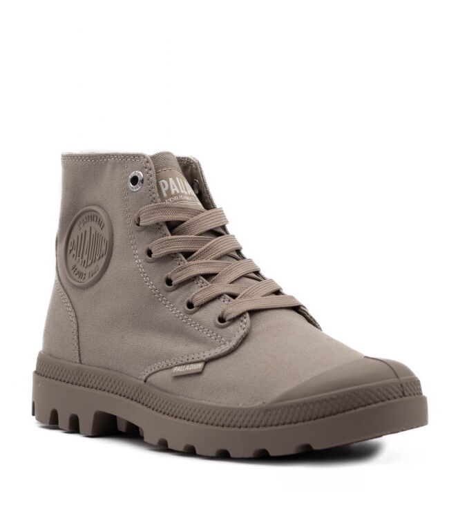 Palladium Palladium dames halfhoge veterschoenen bei Vintage Khaki Palladium Dames Hoge Veterschoenen in Beige online kopen