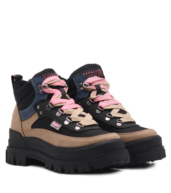 buffalo  Dames Veterschenen Beige Zwart 05 beige