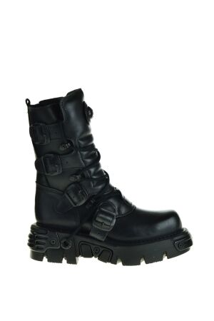 New Rock dames halfhoge veterboots zwart