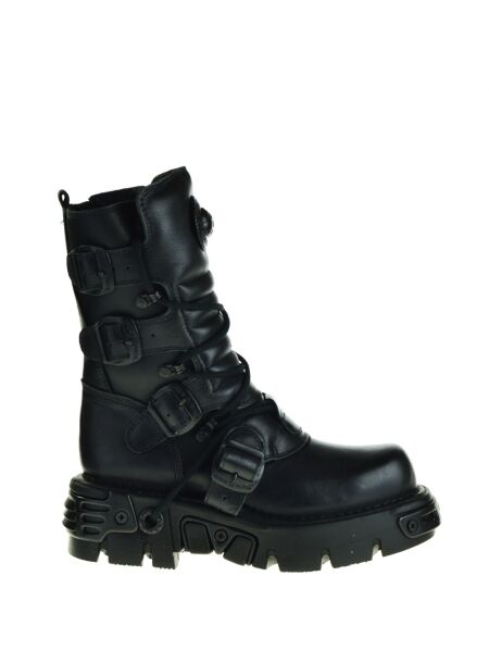 New rock Dames halfhoge veterboots zwart