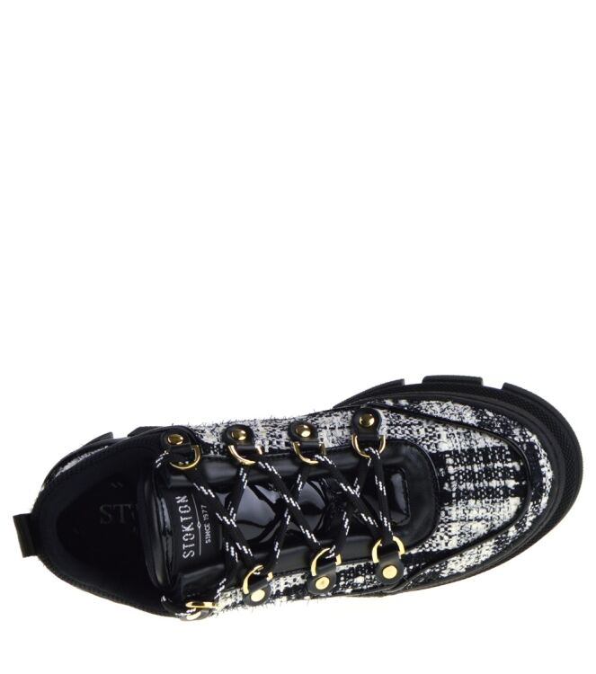 Stokton Stokton dames veterschoenen zwart combi Ronet Bianco Nero Stokton dames hoge veterschoenen in zwart online kopen