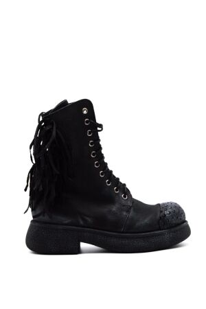 Papucei dames veterboots zwart