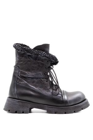 papucei dames veterboots zwart