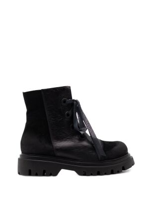 papucei dames halfhoge veterschoen zwart
