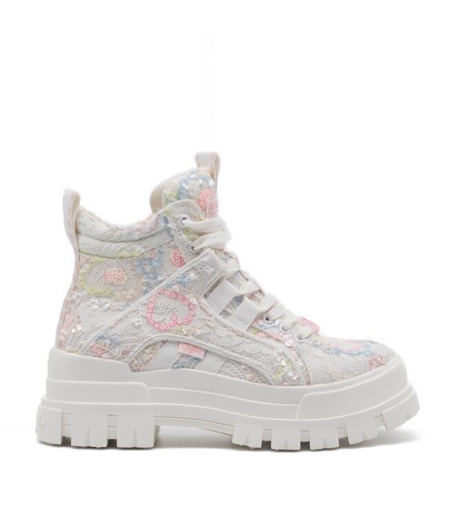 buffalo  Dames Halfhoge Veterschoenen Wit 