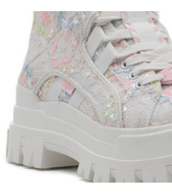 buffalo  Dames Halfhoge Veterschoenen Wit 