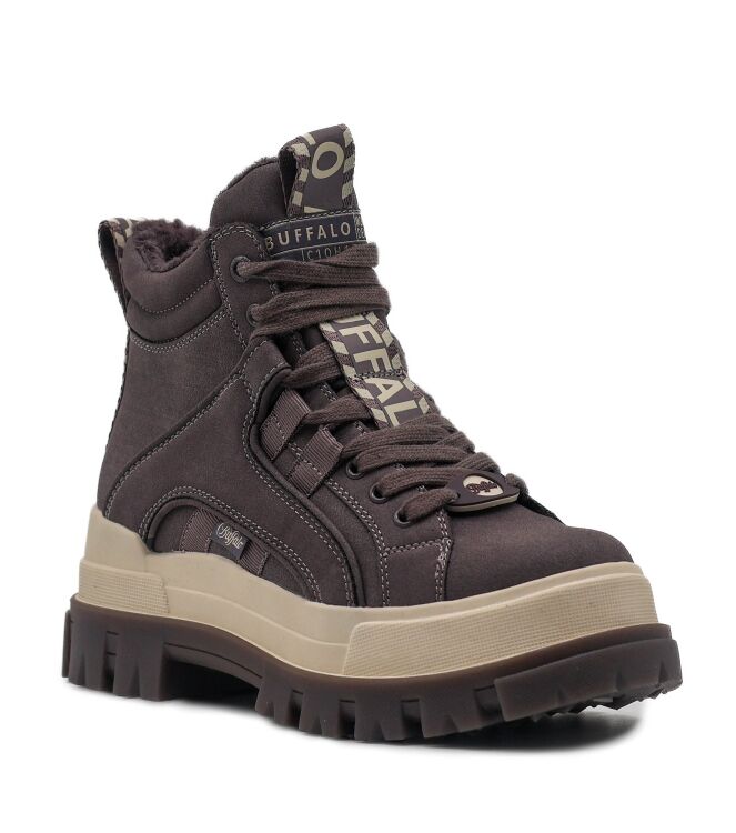 Buffalo Buffalo dames veterschoenen grijs vegan Mauve Vegan Buffalo Dames Hoge Veterschoenen in Mauve online kopen