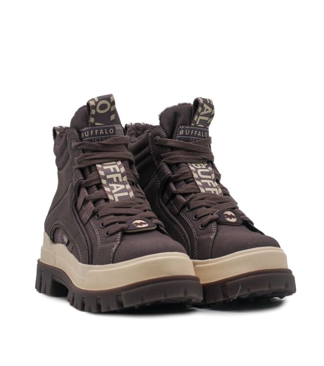 Buffalo Buffalo dames veterschoenen grijs vegan Mauve Vegan Buffalo Dames Hoge Veterschoenen in Mauve online kopen