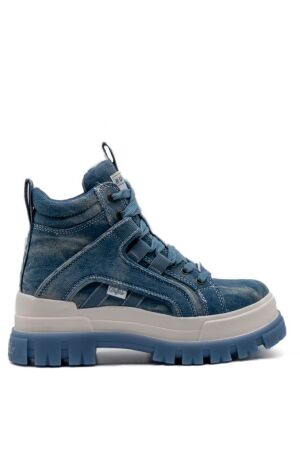buffalo dames veterschoenen denim blauw
