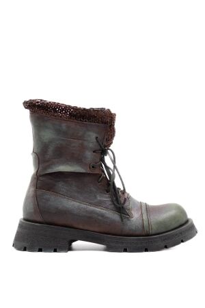 papucei dames veterboots bruin groen