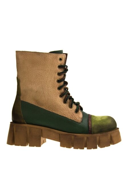 Papucei Dames veterboots groen combi