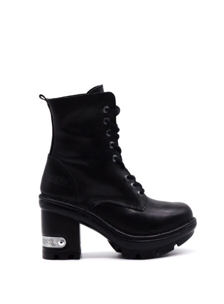 New rock Halfhoge dames veterboots zwart
