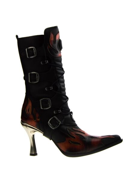 New rock Dames veterboots op hak zwart