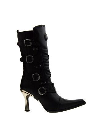 New Rock dames veterboots op hak zwart