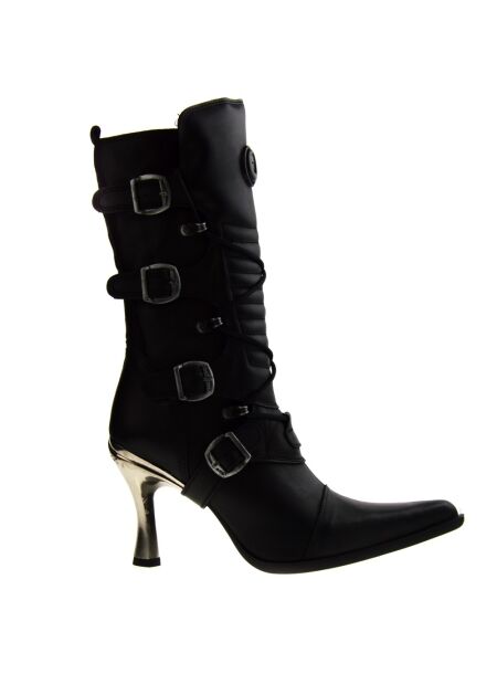 New rock Dames veterboots op hak zwart