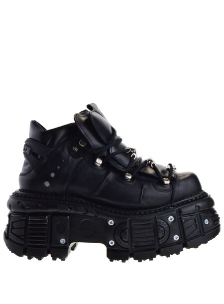 New rock Dames platform veterboots zwart