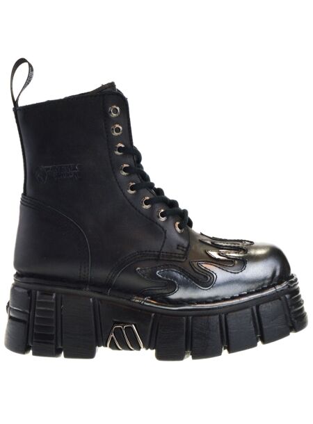 New rock Dames platform veterboots zwart