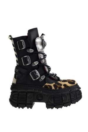 New Rock dames veterschoenen zwart combi