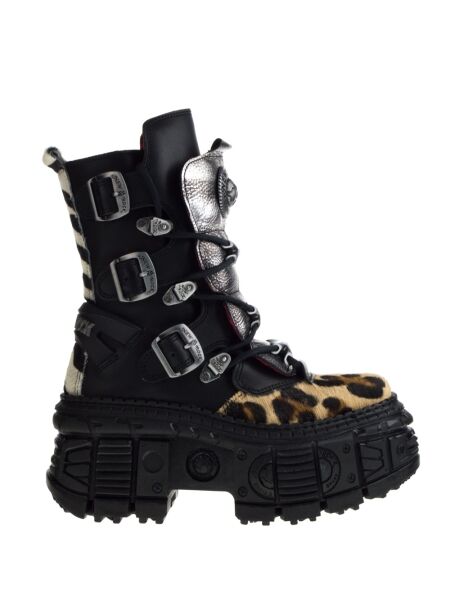 New rock Dames veterschoenen zwart combi