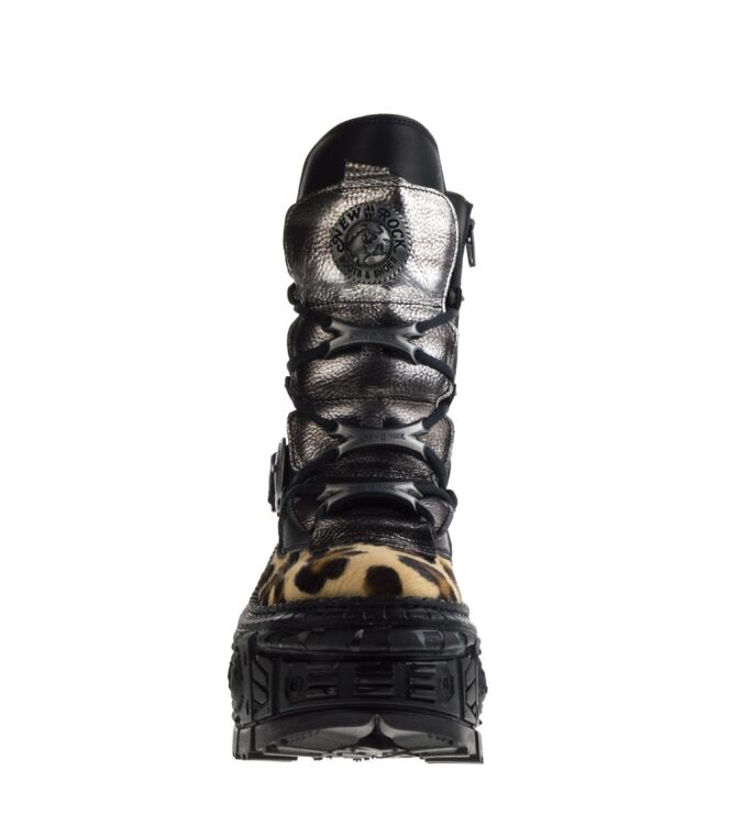 New Rock New Rock dames veterschoenen zwart combi Negro New Rock Dames Platform Hoge Veterschoenen in Zwart online kopen