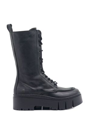art dames veterboots plateau zwart