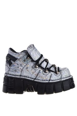 New Rock halfhoge dames veterboots wit